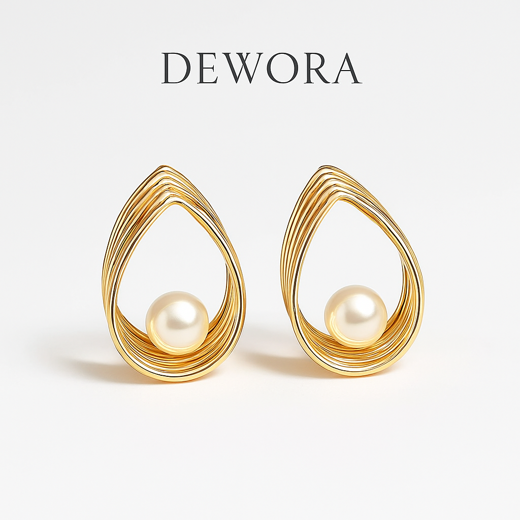 Luxury Gold Plated Pearl Earrings for Women | Elegant Teardrop Design Jewelry