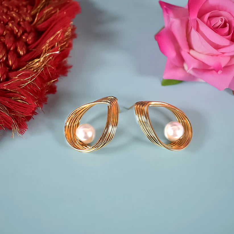 Luxury Gold Plated Pearl Earrings for Women | Elegant Teardrop Design Jewelry