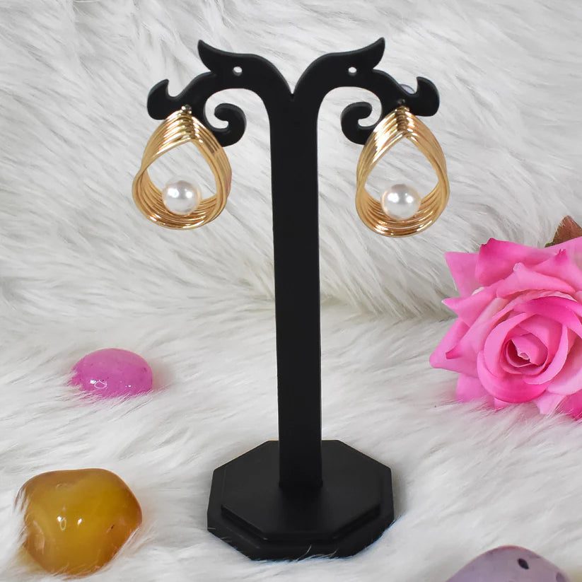 Luxury Gold Plated Pearl Earrings for Women | Elegant Teardrop Design Jewelry