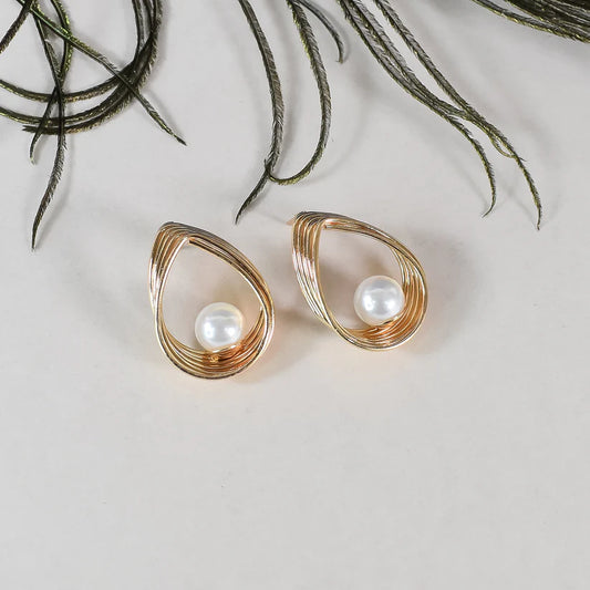 Luxury Gold Plated Pearl Earrings for Women | Elegant Teardrop Design Jewelry