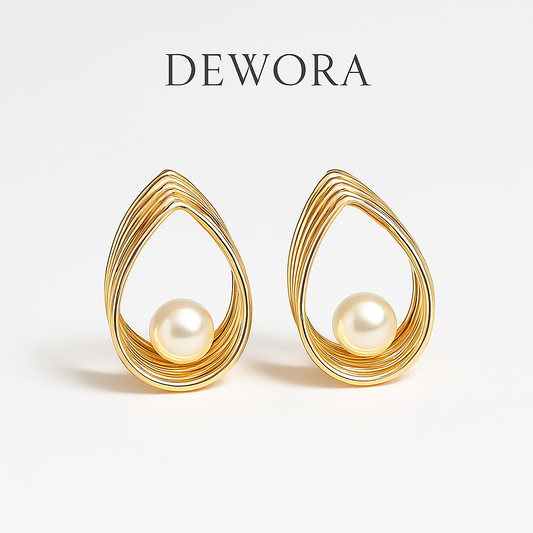 Luxury Gold Plated Pearl Earrings for Women | Elegant Teardrop Design Jewelry